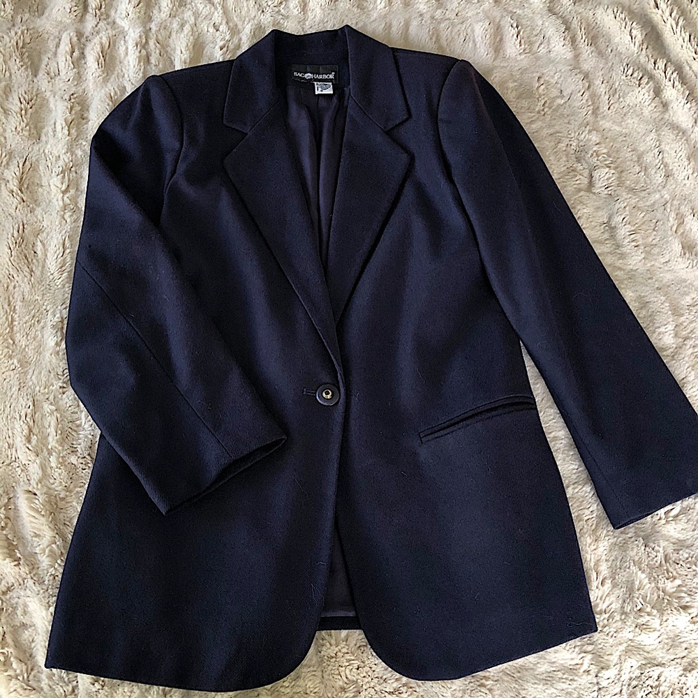 100% Pure Wool women’s indigo blazer. Sag Harbor
